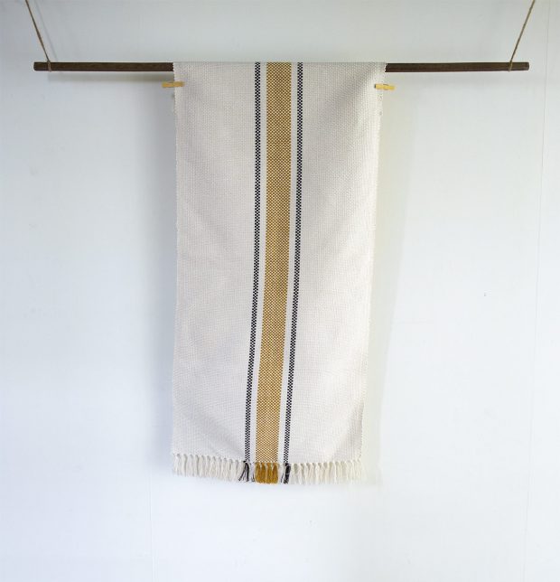 Broad-Stripes-Handwoven-Cotton-Rug-MustardBlack-24x48_2-620x644